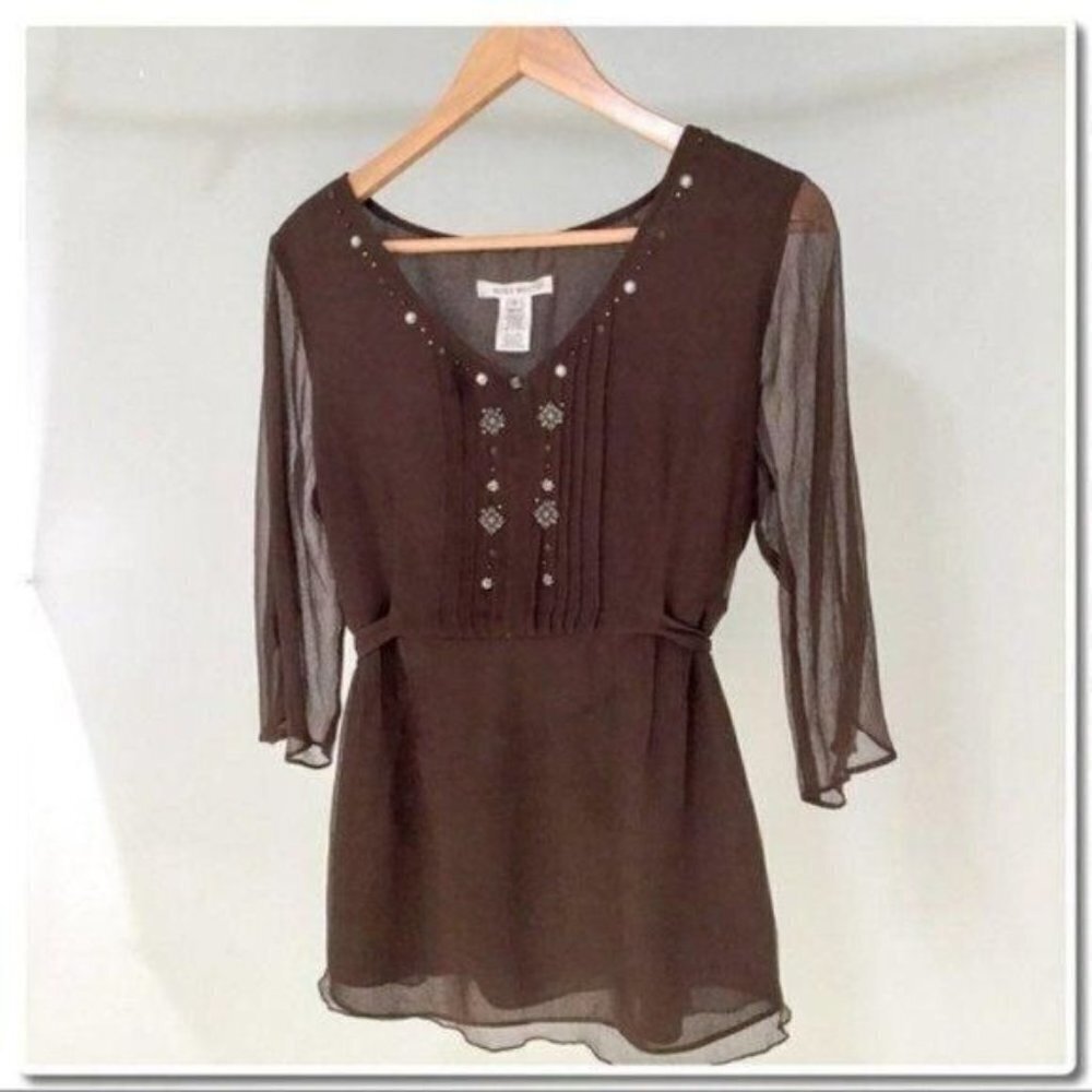 𝅺NINE West Embroidered Tunic with Back Tie - Picture 2 of 5